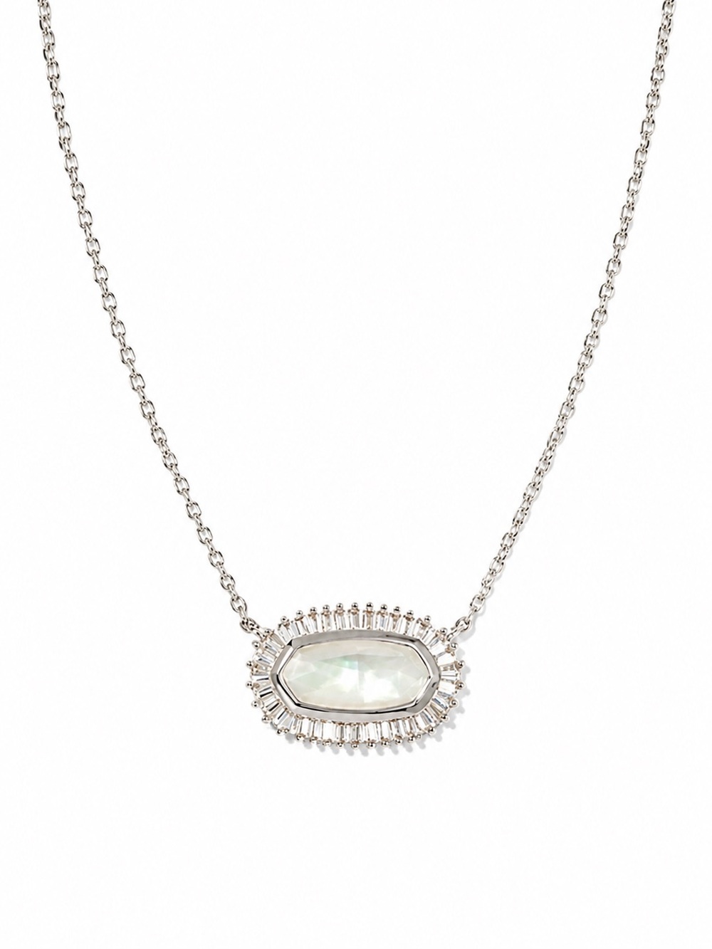 Kendra Scott Baguette Elisa Pendant in silver.
